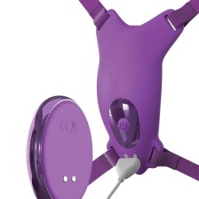 FANTASY FOR HER - ARNÊS DE BORBOLETA VIBRANTE RECARREGÁVEL E CONTROLE REMOTO ROXO