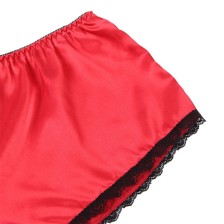 SUBBLIME - 953898 CHEMISIER DE NUIT EN SOIE ET DENTELLE + CULOTTE ROUGE S/M