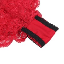 SUBBLIME - 953904 CHEMISIER DE NUIT EN SOIE ET DENTELLE + CULOTTE ROUGE L/XL