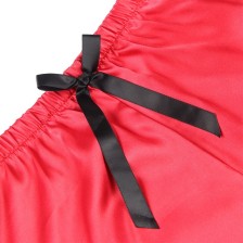 SUBBLIME - 953959 LÄSSIGE SEIDENNACHTHEMD + SPITZENHOSE SCHWARZ/ROT S/M