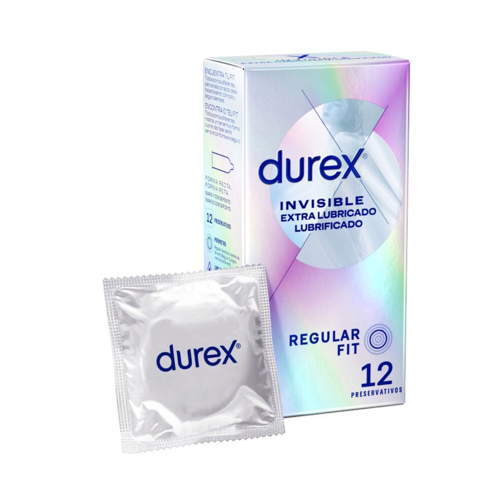 DUREX - PRESERVATIVOS INVISÍVEIS EXTRA LUBRIFICADOS 12 UNIDADES
