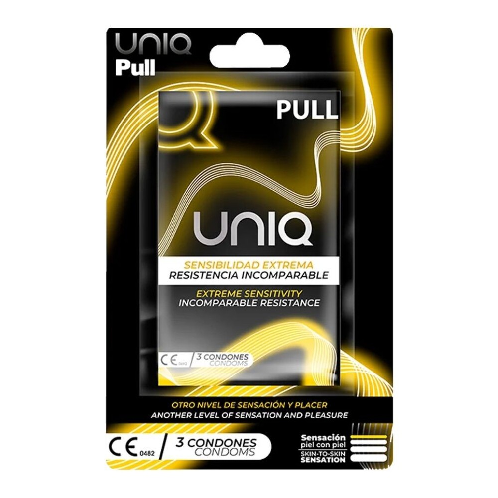 UNIQ - PULL LATEX FREE CONDOMS WITH STRIPS 3 UNITS