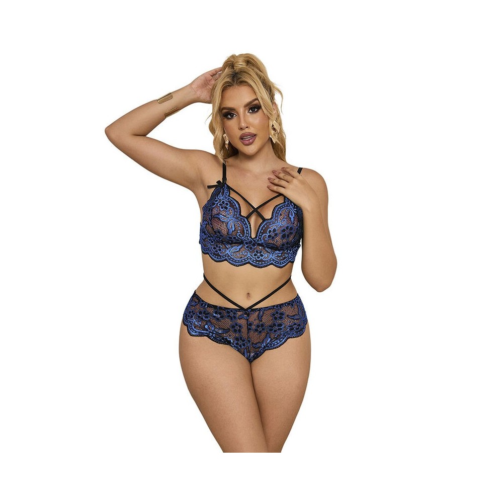 SUBBLIME - 954062 BH + HÖSCHEN SPITZE BLAU S/M