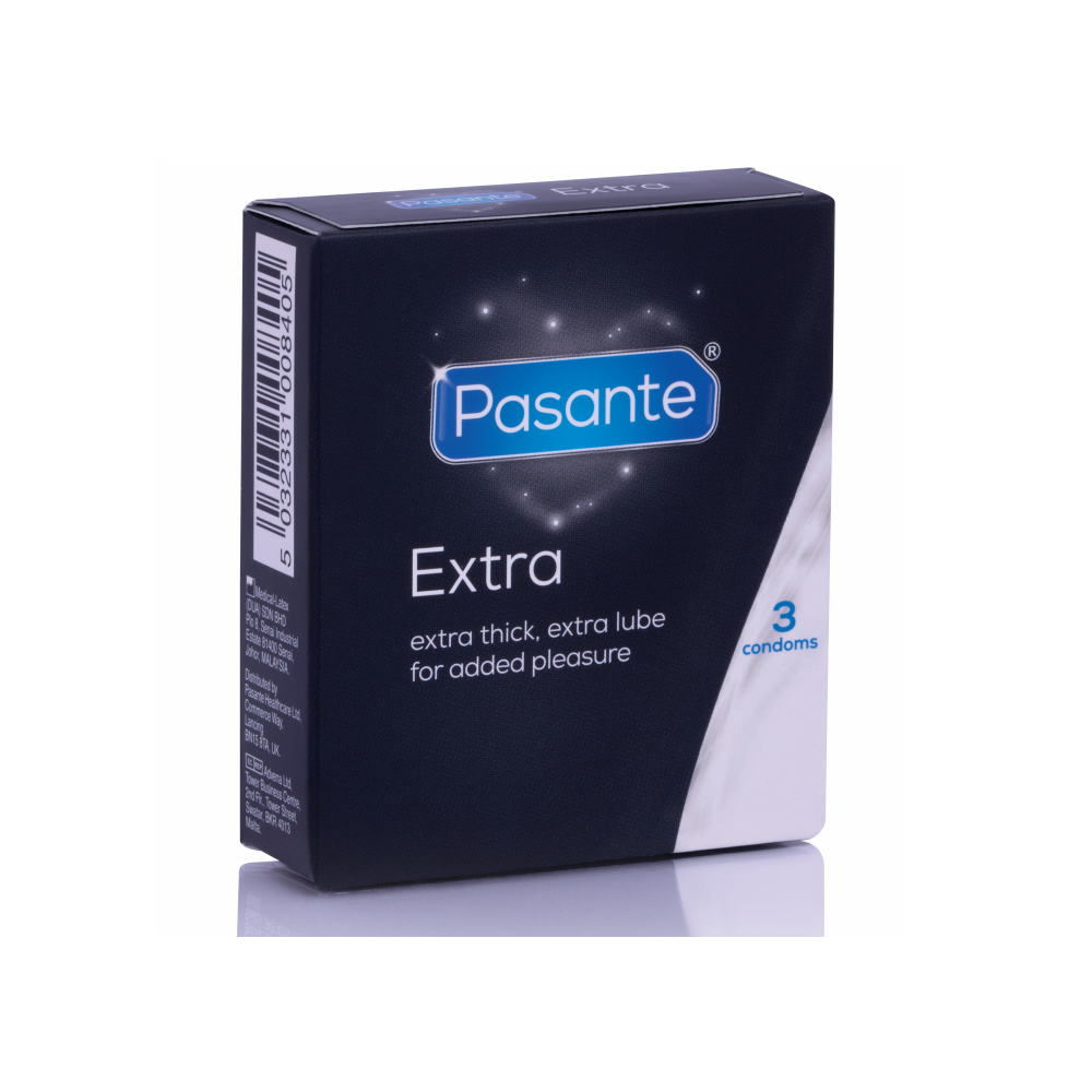 PASANTE - EXTRA PRÉSERVATIFS EXTRA ÉPAIS AVEC LUBRIFICATION SUPPLÉMENTAIRE 3 UNITÉS
