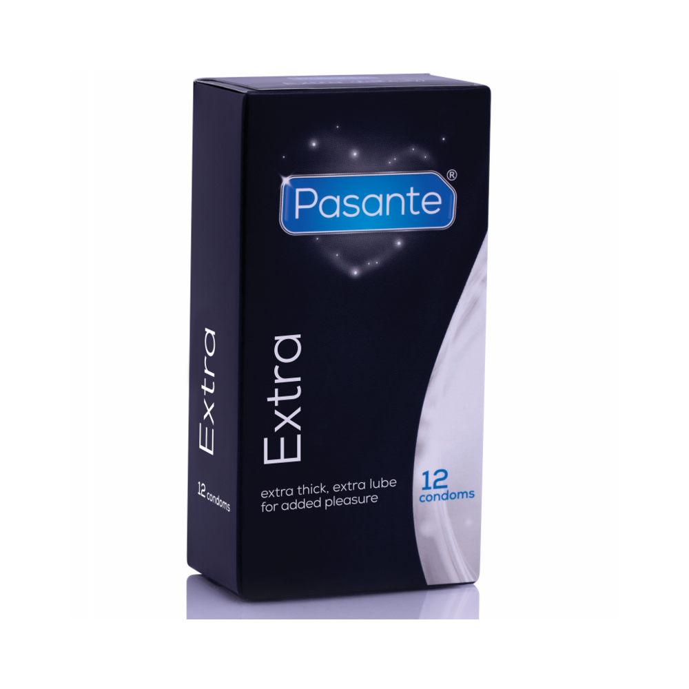 PASANTE - EXTRA PRESERVATIVOS EXTRA GROSSOS COM LUBRIFICAÇÃO ADICIONAL 12 UNIDADES