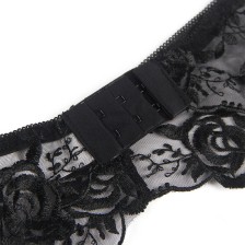 SUBBLIME - 945237 BRA + PANTIES WITH GARTER BELT FLORAL DESIGN BLACK S/M