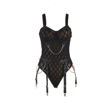 SUBBLIME - 954260 BODY CON CATENE + CINTURA REGGICALZE NERO S/M