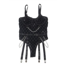 SUBBLIME - 954260 BODY AVEC CHAÎNES + PORTE-JARRETELLES NOIR S/M