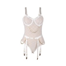 SUBBLIME - 954291 BODY AVEC CHAÎNES + PORTE-JARRETELLES BLANC L/XL