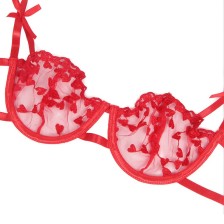 SUBBLIME - 954321 REGGISENO + PERIZOMA + CINTURA CON STAMPA A CUORE ROSSO S/M