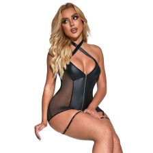 SUBBLIME - 954444 VESTIDO SEXY DE MALHA COURO PRETO S/M