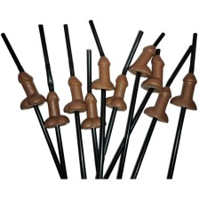 DIABLO PICANTE - BAG OF 10 BLACK BIG PENIS STRAWS