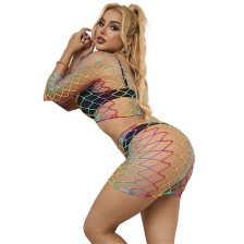 SUBBLIME - 952440 2-PIECE FISHNET SET LONG SLEEVE RAINBOW ONE SIZE