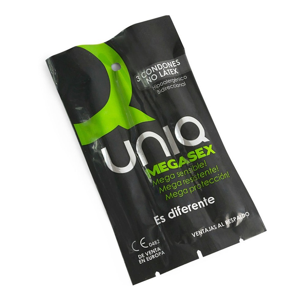 UNIQ - MEGASEX LATEX FREE SENSITIVE CONDOMS 3 UNITS