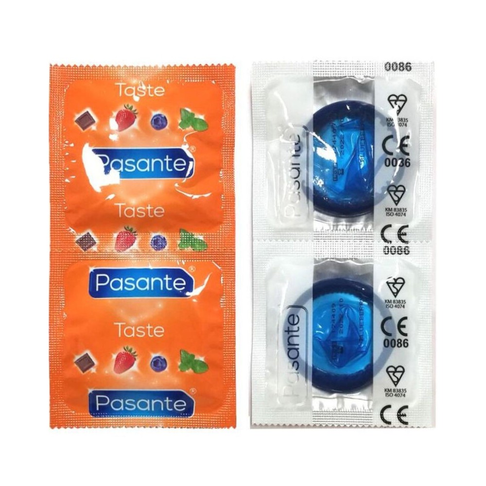 PASANTE - CONDOMS FLAVOR BLUEBERRY BAG 144 UNITS