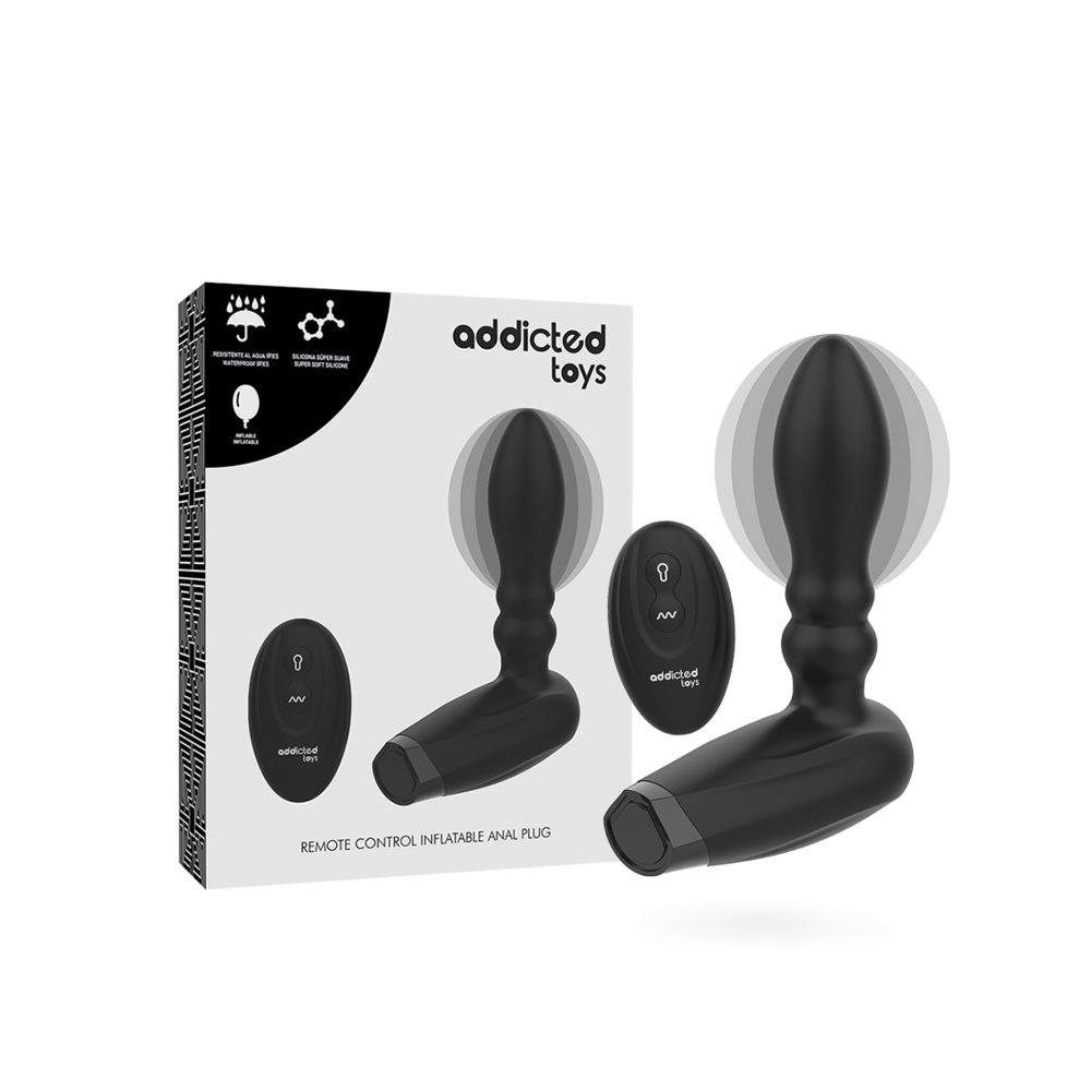 ADDICTED TOYS - INFLATABLE REMOTE CONTROL PLUG - 10 MODES OF VIBRATION