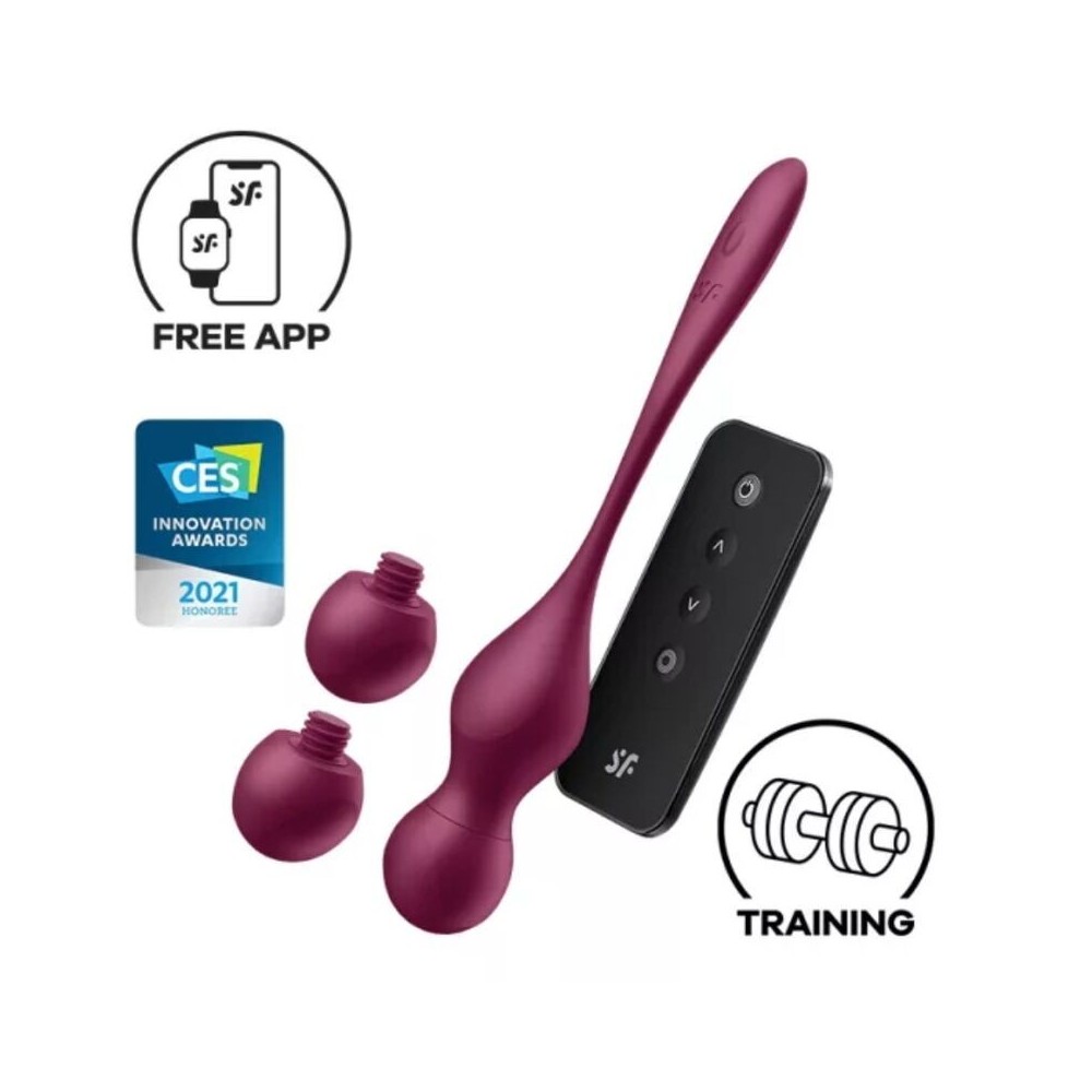 SATISFYER - LOVE BIRDS VARY BOLAS VIBRATÓRIAS APLICATIVO GRATUITO VINHO TINTO