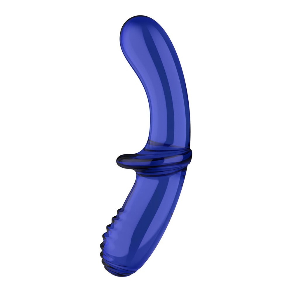 SATISFYER - DILDO DE CRISTAL DUPLO AZUL