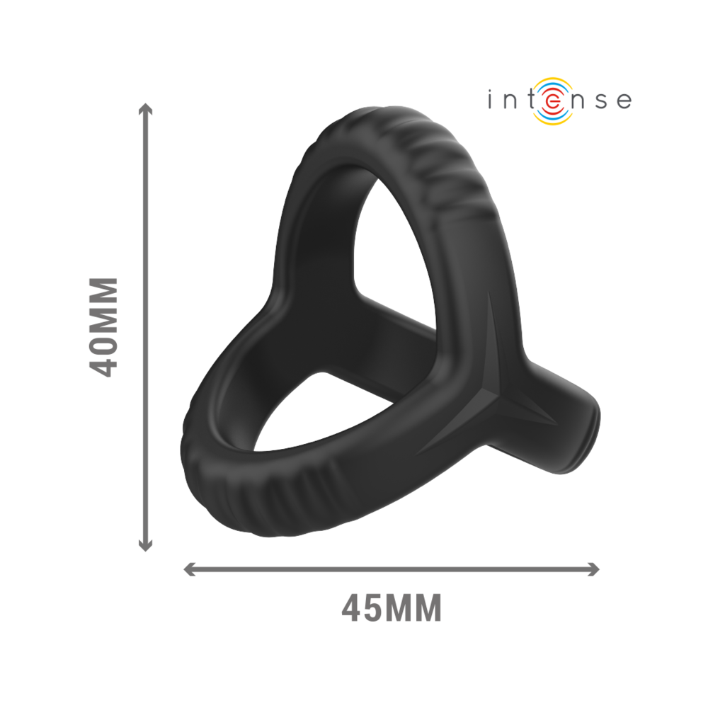 INTENSE - CARSON DOUBLE SILICONE PENIS RING BLACK MODEL 4