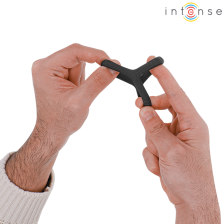 INTENSE - CARSON ANNEAU PÉNIS DOUBLE SILICONE NOIR MODÈLE 4