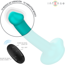 INTENSE - KATIE VIBRATOR WITH SUCTION CUP 10 VIBRATIONS BLUE REMOTE CONTROL