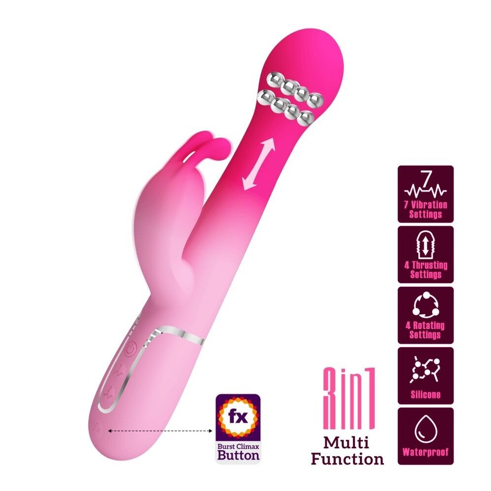 PRETTY LOVE - DEJON 3 EM 1 MULTIFUNCIONAL RABBIT VIBRADOR ROSA