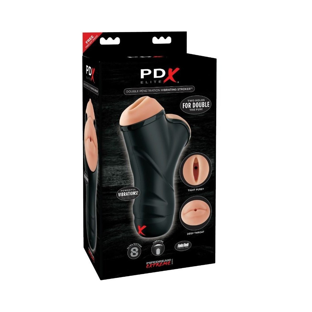 PDX ELITE - DOUBLE PENETRATION VIBRATING STROKER