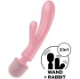 SATISFYER - MASSEUR VIBRATEUR LAPIN TRIPLE LOVER ROSE