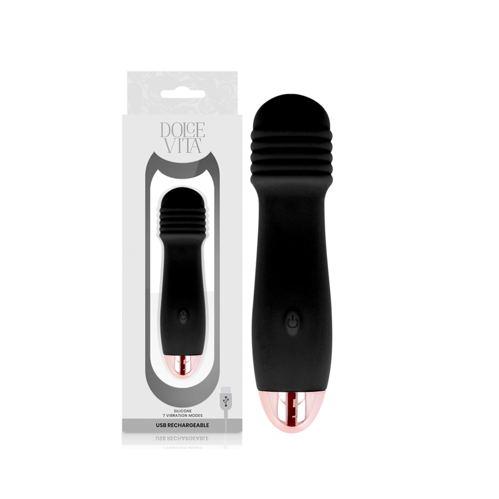 DOLCE VITA - RECHARGEABLE VIBRATOR THREE BLACK 7 SPEEDS