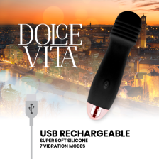 DOLCE VITA - RECHARGEABLE VIBRATOR THREE BLACK 7 SPEEDS