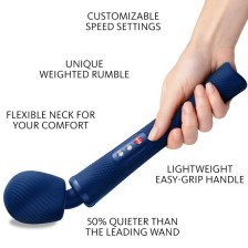 FUN FACTORY - VIM SILICONE RECHARGEABLE VIBRATING WEIGHTED RUMBLE WAND MIDNIGHT BLUE