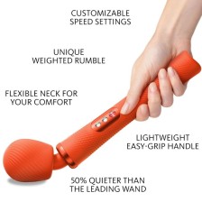 FUN FACTORY - VIM SILICONE RECHARGEABLE VIBRANT LESTÉ RUMBLE WAND SUNRISE ORANGE