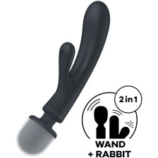 SATISFYER - MASSEUR VIBRATEUR LAPIN TRIPLE LOVER GRIS