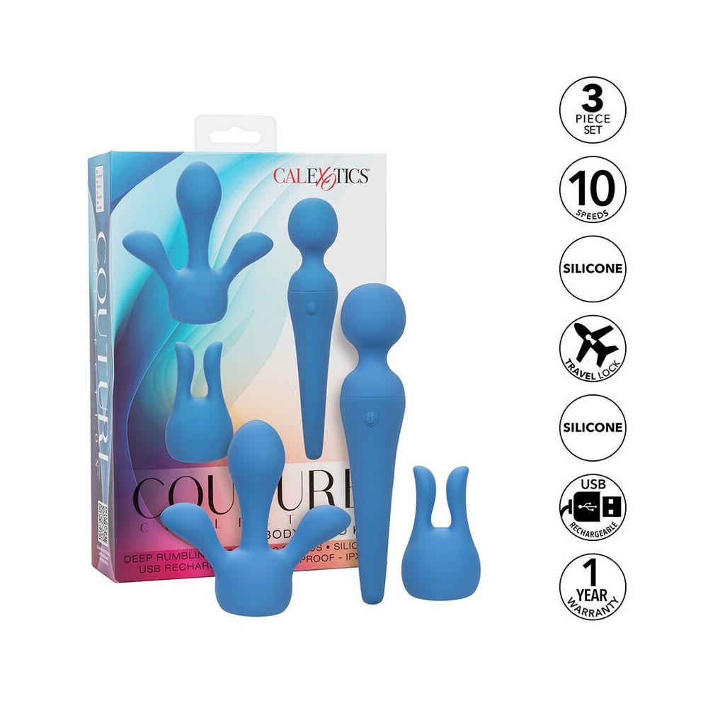 CALEXOTICS - COUTURE KIT VIBRATEUR WAND 10 VIBRATIONS BLEU