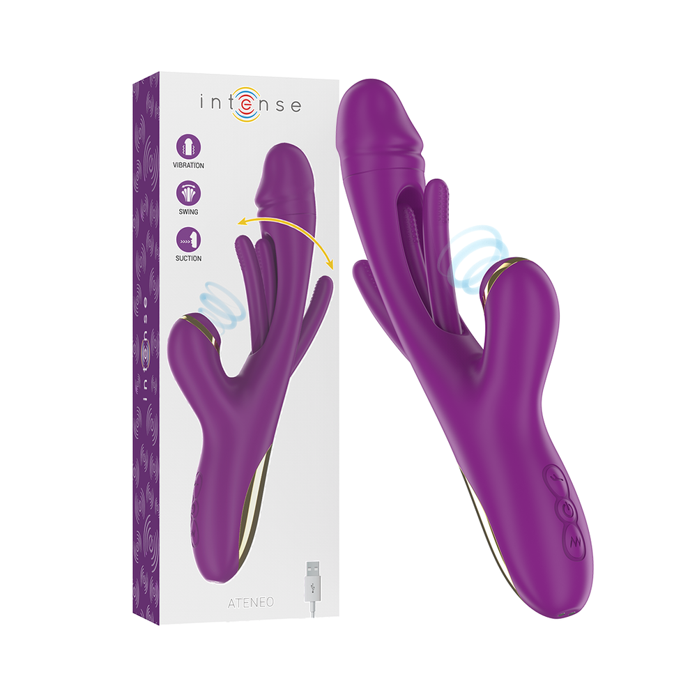 INTENSE - ATENEO VIBRATORE MULTIFUNZIONE RICARICABILE 7 VIBRAZIONI CON LINGUA OSCILLANTE E ASPIRAZIONE VIOLA