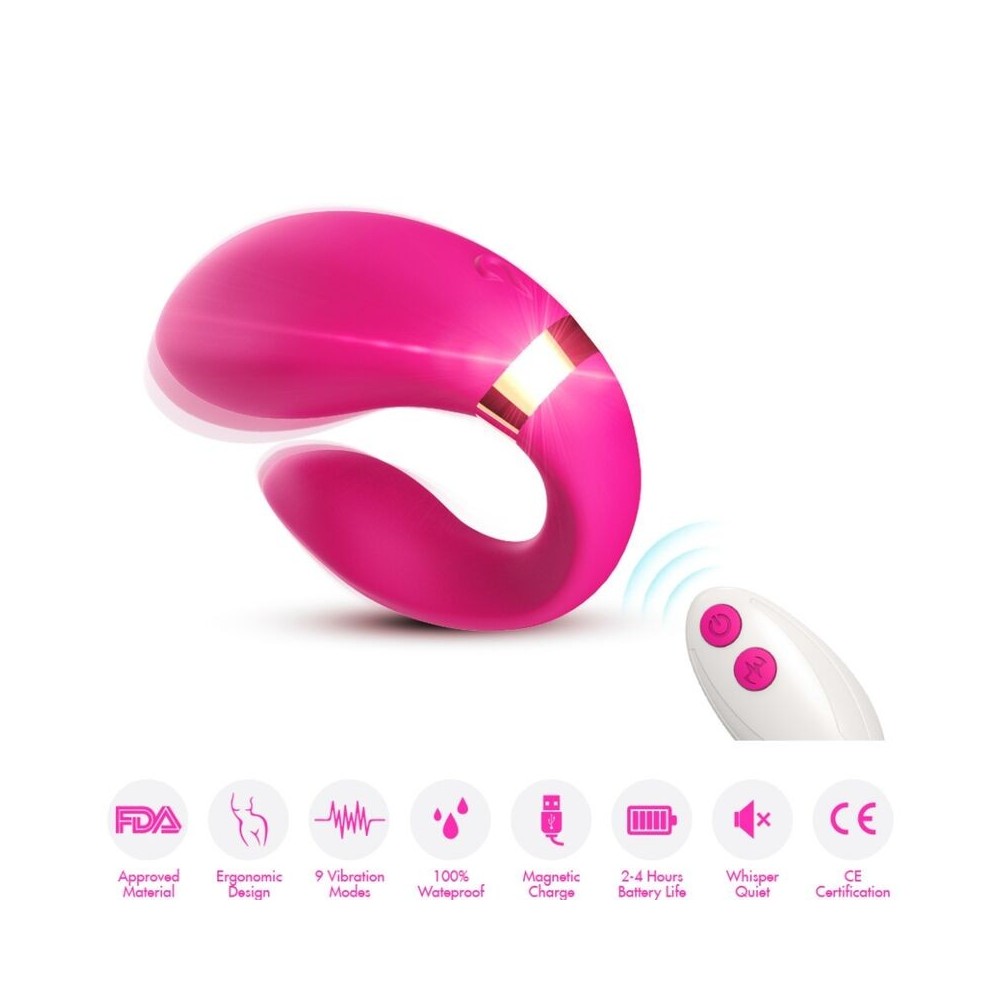 ARMONY - VIBRADOR CRESCENTE PARA CASAIS CONTROLE REMOTO FÚCSIA