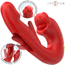 INTENSE - NATHY DOPPIO VIBRATORE CON STIMOLANTE MULTIFUNZIONE BOCCA ROSSO