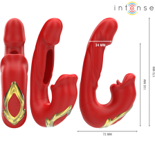 INTENSE - NATHY DOUBLE VIBRATOR WITH MULTIFUNCTION STIMULATING MOUTH RED