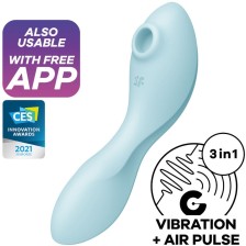 SATISFYER - CURVY TRINITY 5 AIR PULSE STIMULATOR & VIBRATOR APP BLAU