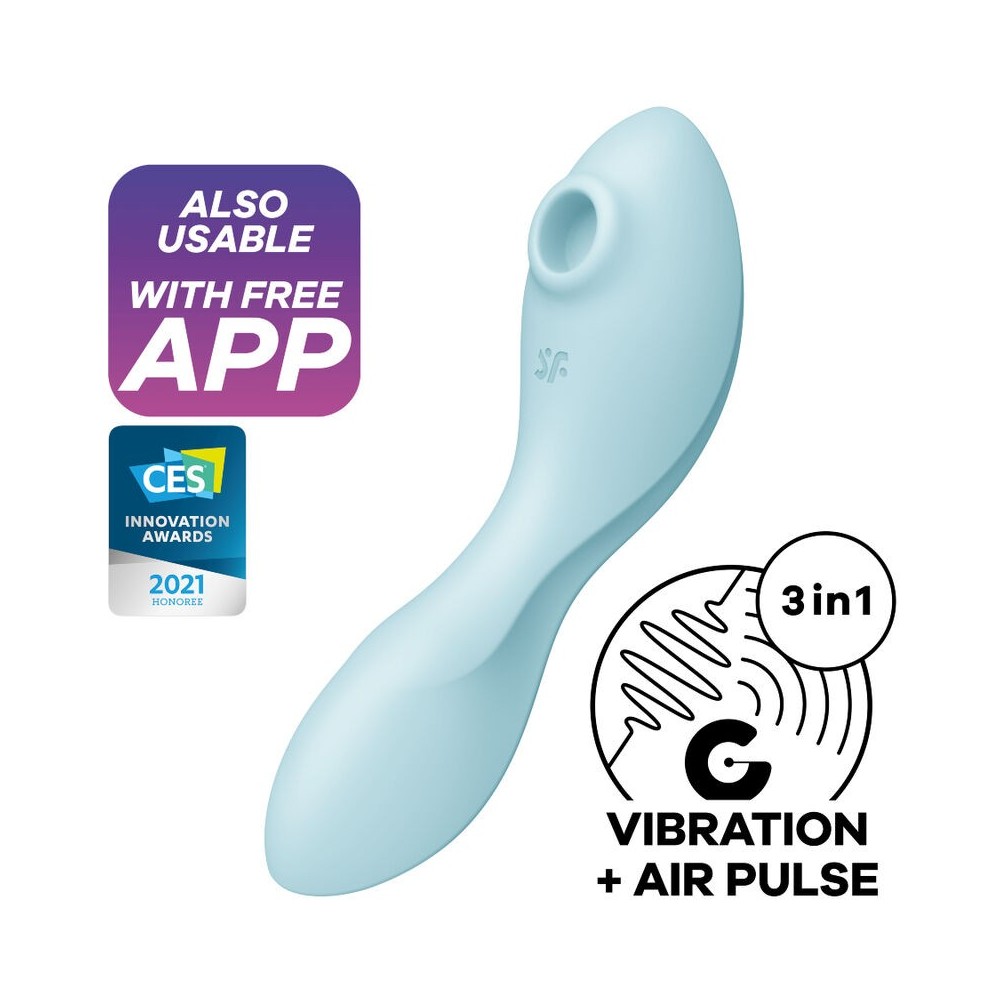 SATISFYER - CURVY TRINITY 5 AIR PULSE STIMULATOR & VIBRATOR APP BLAU