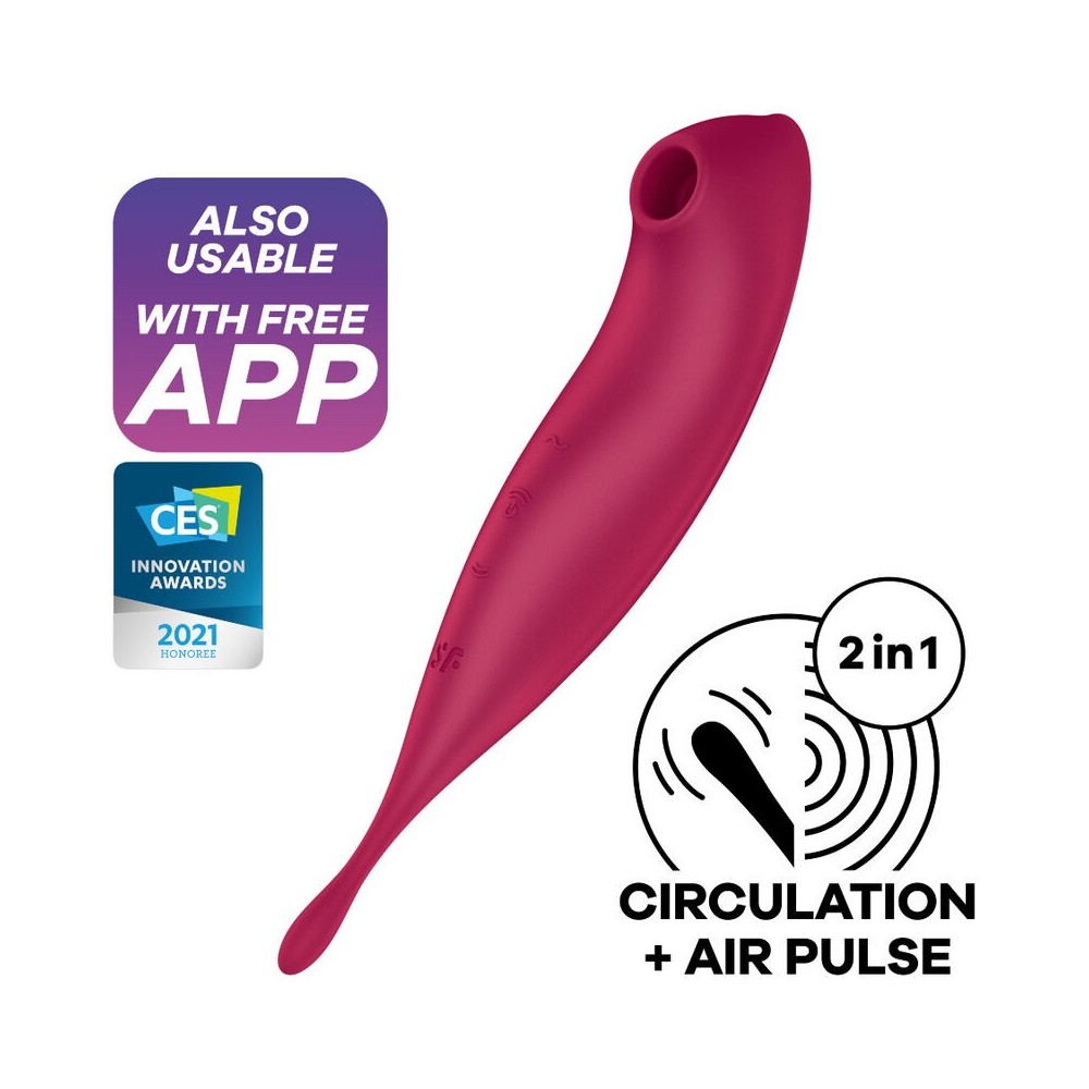 SATISFYER - APPLICATION DE STIMULATEUR ET VIBRATEUR TWIRLING PRO+ ROUGE