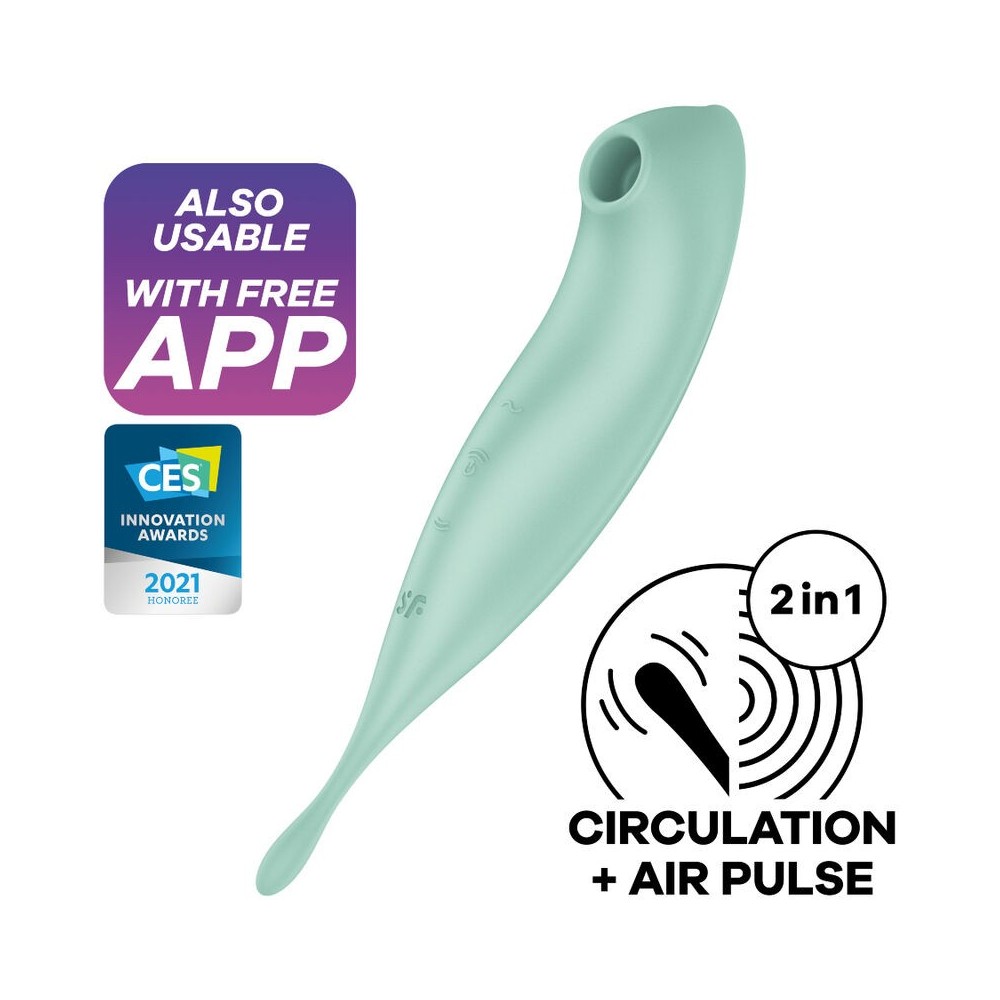 SATISFYER - TWIRLING PRO+ AIR PULSE STIMULATOR & VIBRATOR APP GREEN