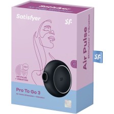 SATISFYER - STIMULATEUR ET VIBRATEUR DOUBLE AIR PULSE PRO TO GO 3 NOIR