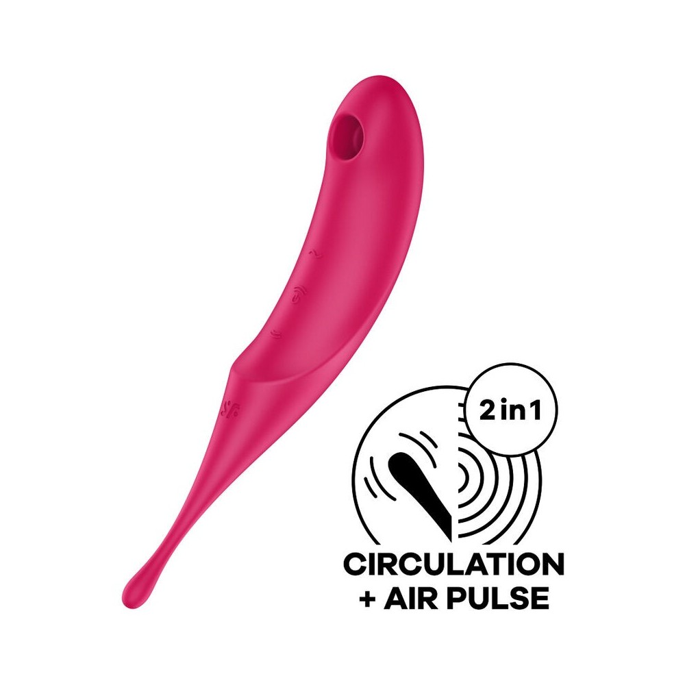 SATISFYER - ESTIMULADOR E VIBRADOR DE PULSO TWIRLING PRO AIR VERMELHO