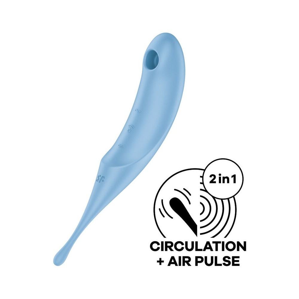 SATISFYER - STIMULATEUR ET VIBRATEUR TWIRLING PRO AIR PULSE BLEU