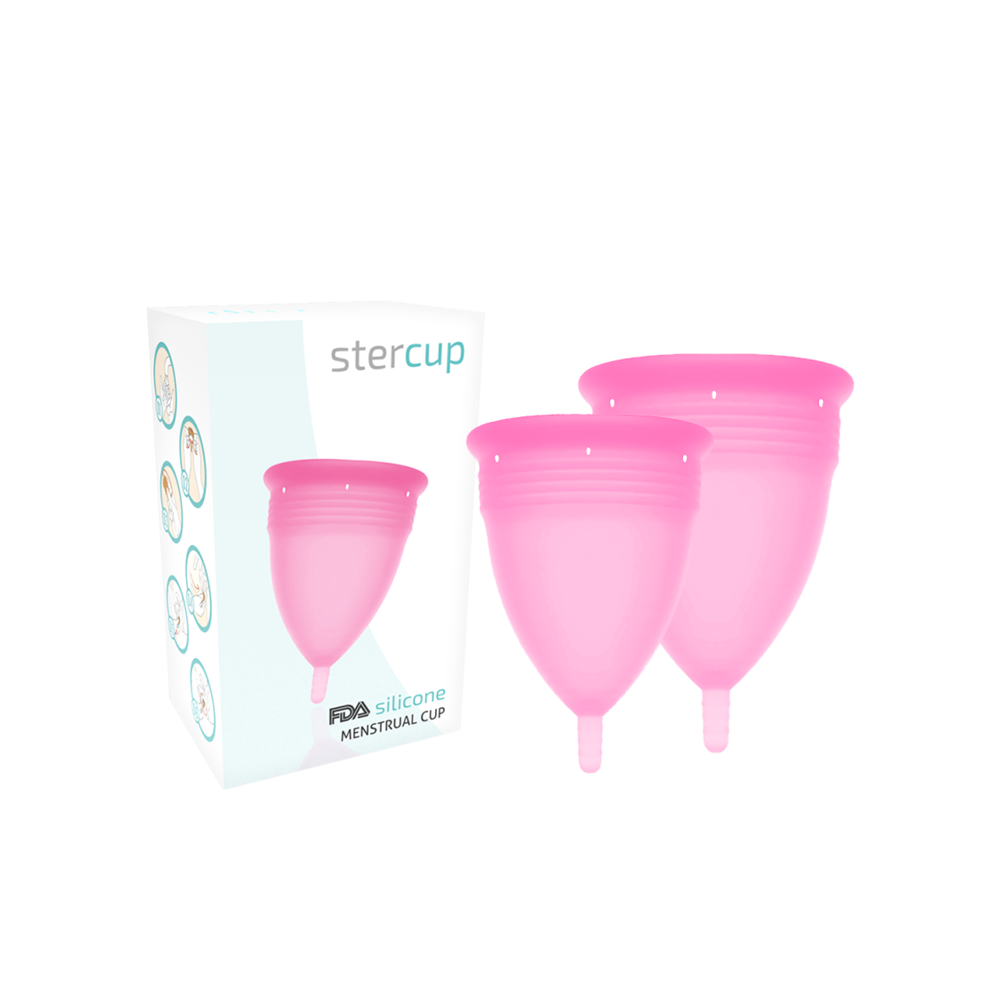 STERCUP - PACK DE COUPE MENSTRUELLE EN SILICONE FDA TAILLE S + L ROSE