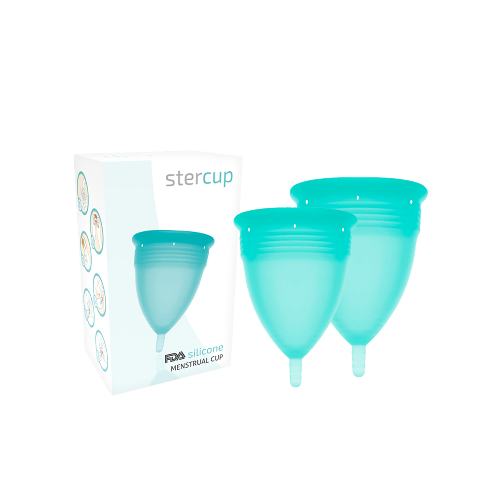 STERCUP - FDA SILIKON-MENSTRUALCUP PACKUNGSGRÖSSE S + L AQUAMARINE