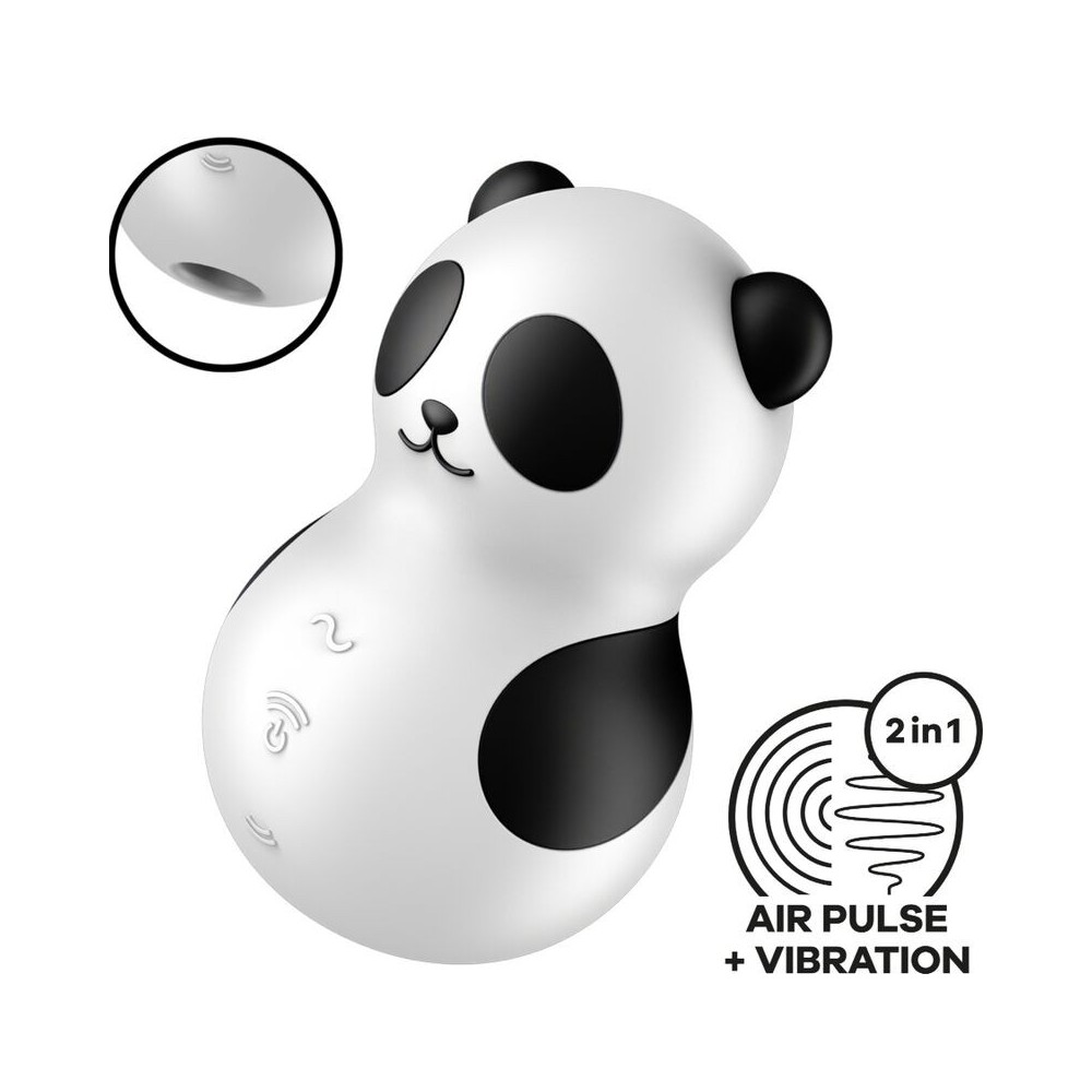 SATISFYER - POCKET PANDA ESTIMULADOR E VIBRADOR PRETO E BRANCO