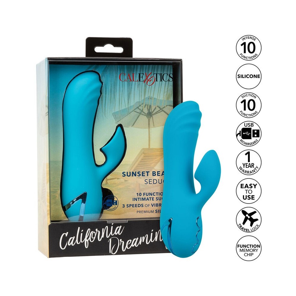 CALEXOTICS - SUNSET BEACH SEDUCER VIBRADOR E ESTIMULADOR 10 FUNÇÕES AZUL