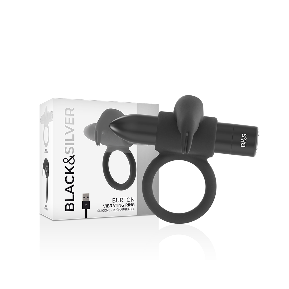 BLACK&SILVER - BURTON VIBRATING RING 10 MODES BLACK
